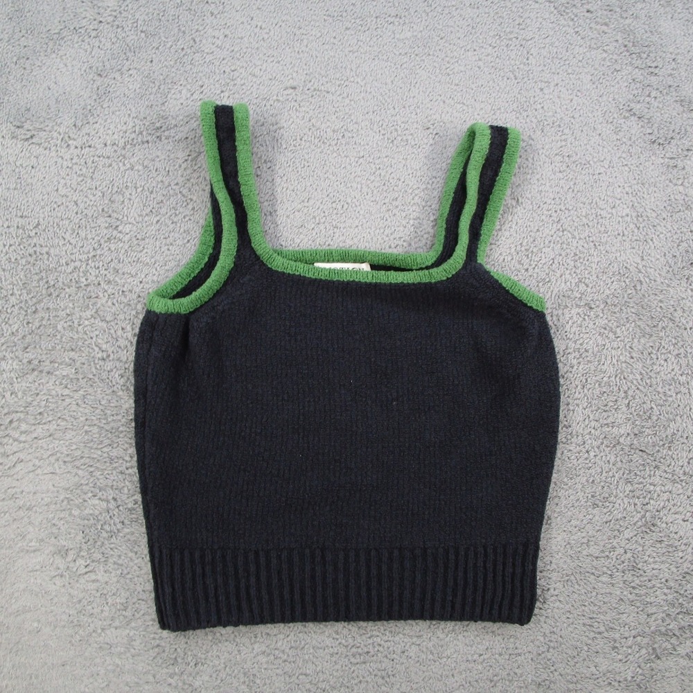 Nation LTD Los Angeles Womens XS Navy Green Knit Pima Cotton Tank Top Cropped
